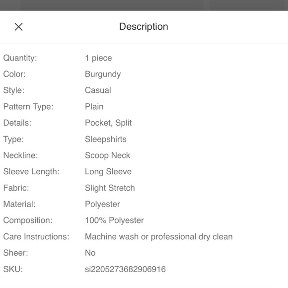 Plus Patched Pocket Drop Shoulder Slit Thigh Nightdress - Picture 5 of 6